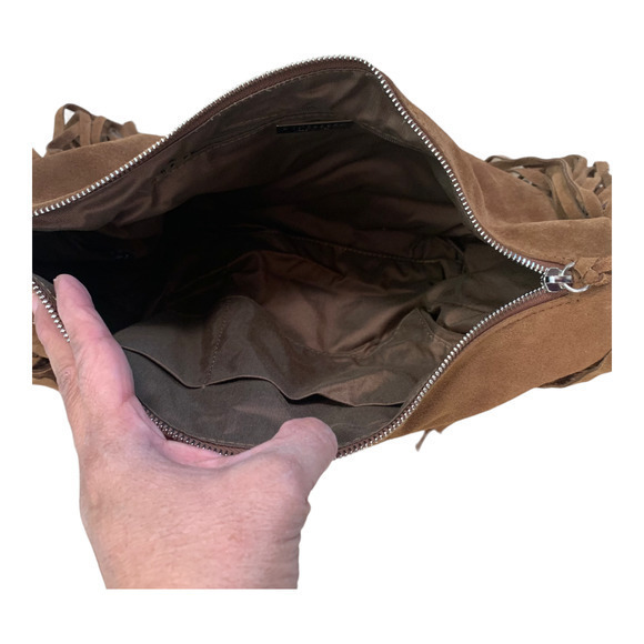 Doncaster Made in Italy Brown Suede Shoulder bag with fringes - Picture 4 of 4